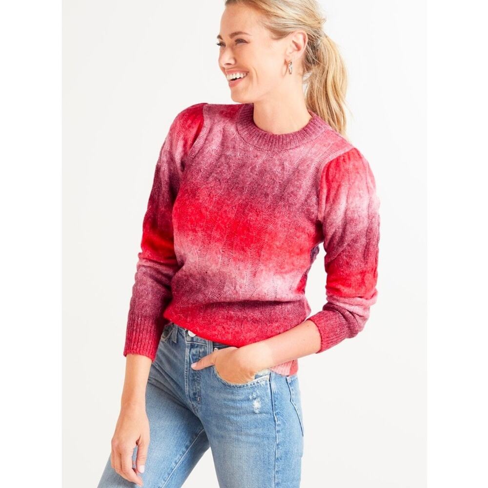 Jamison Ombre Cable Pullover Red Multi Medium
